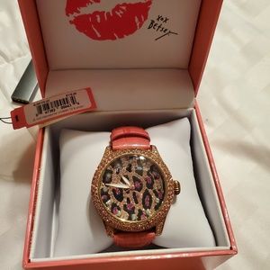 Betsey Johnson Watch with Pink Leather Band
